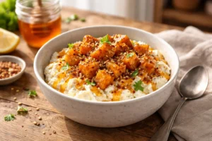Discover a quick, high-protein hot honey cottage cheese bowl recipe perfect for busy mornings. Sweet, spicy, and packed with flavor to fuel your day.