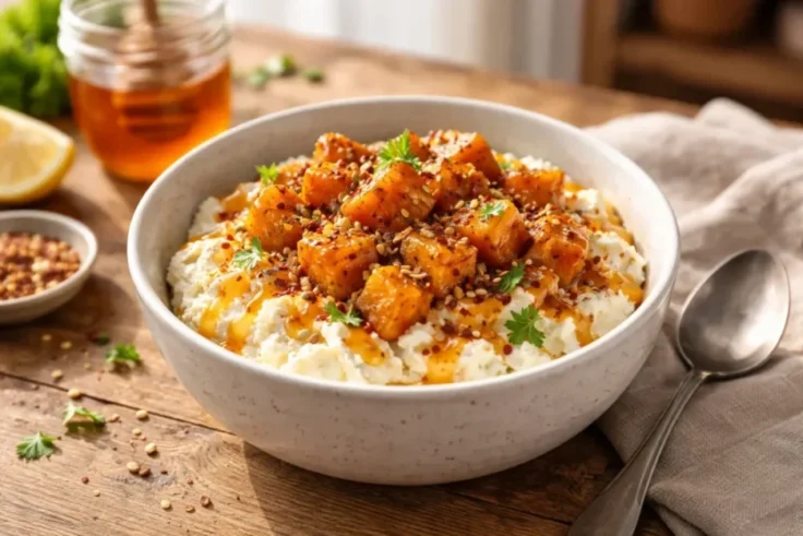 Discover a quick, high-protein hot honey cottage cheese bowl recipe perfect for busy mornings. Sweet, spicy, and packed with flavor to fuel your day.