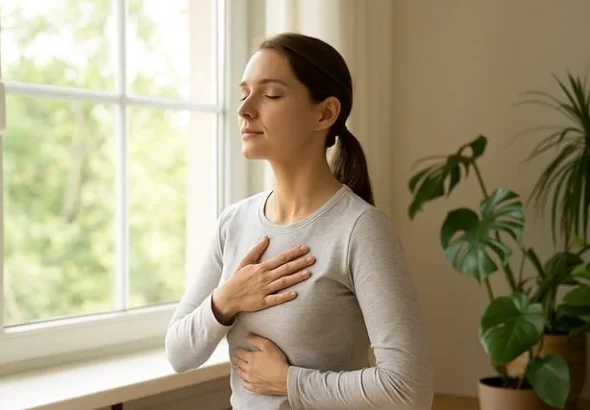 Deep breathing mindfulness illustration representing emotional fitness training techniques